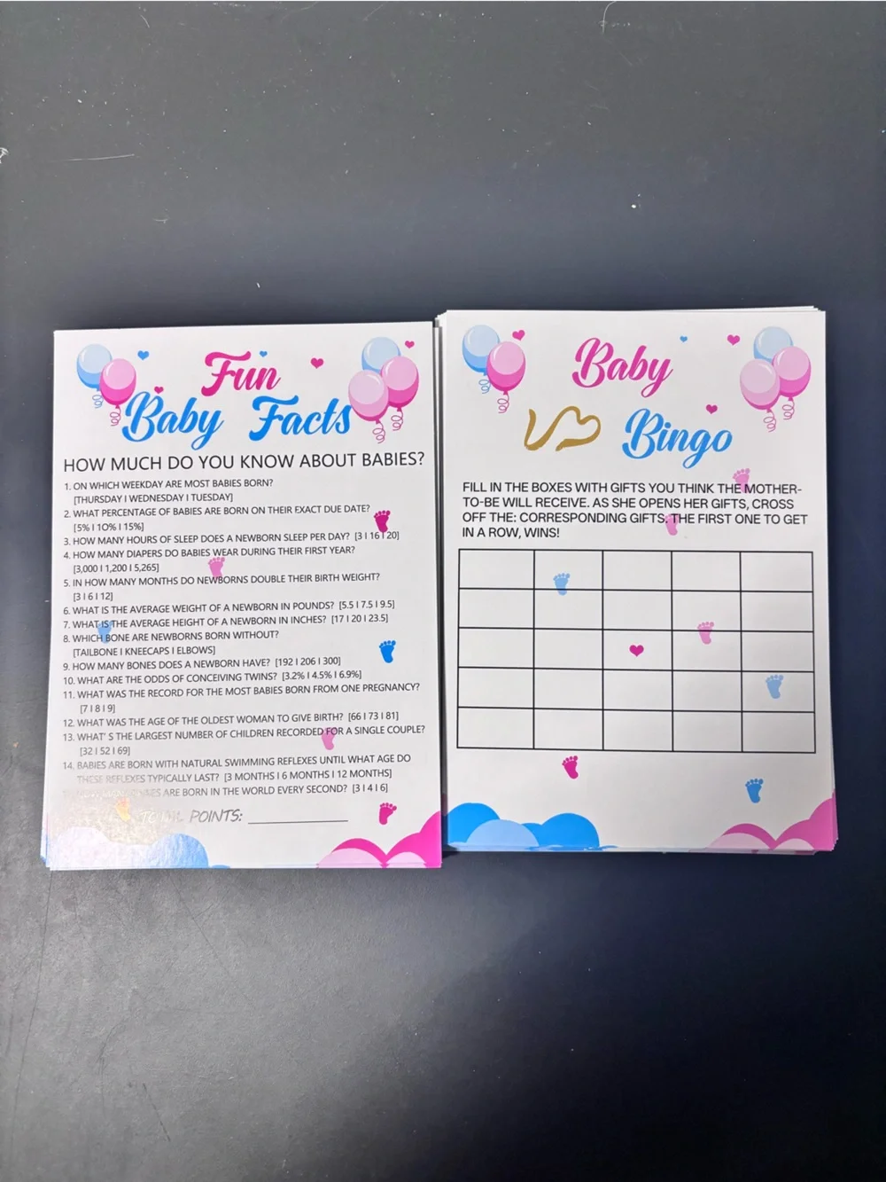 Gender Reveal Party Games - Pink & Blue Footprint Design